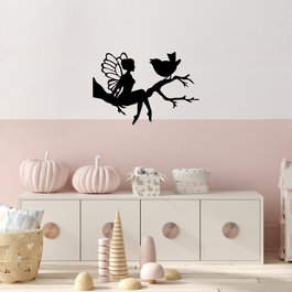 Wallity Fairy - 434 Escultura de pared de metal negra